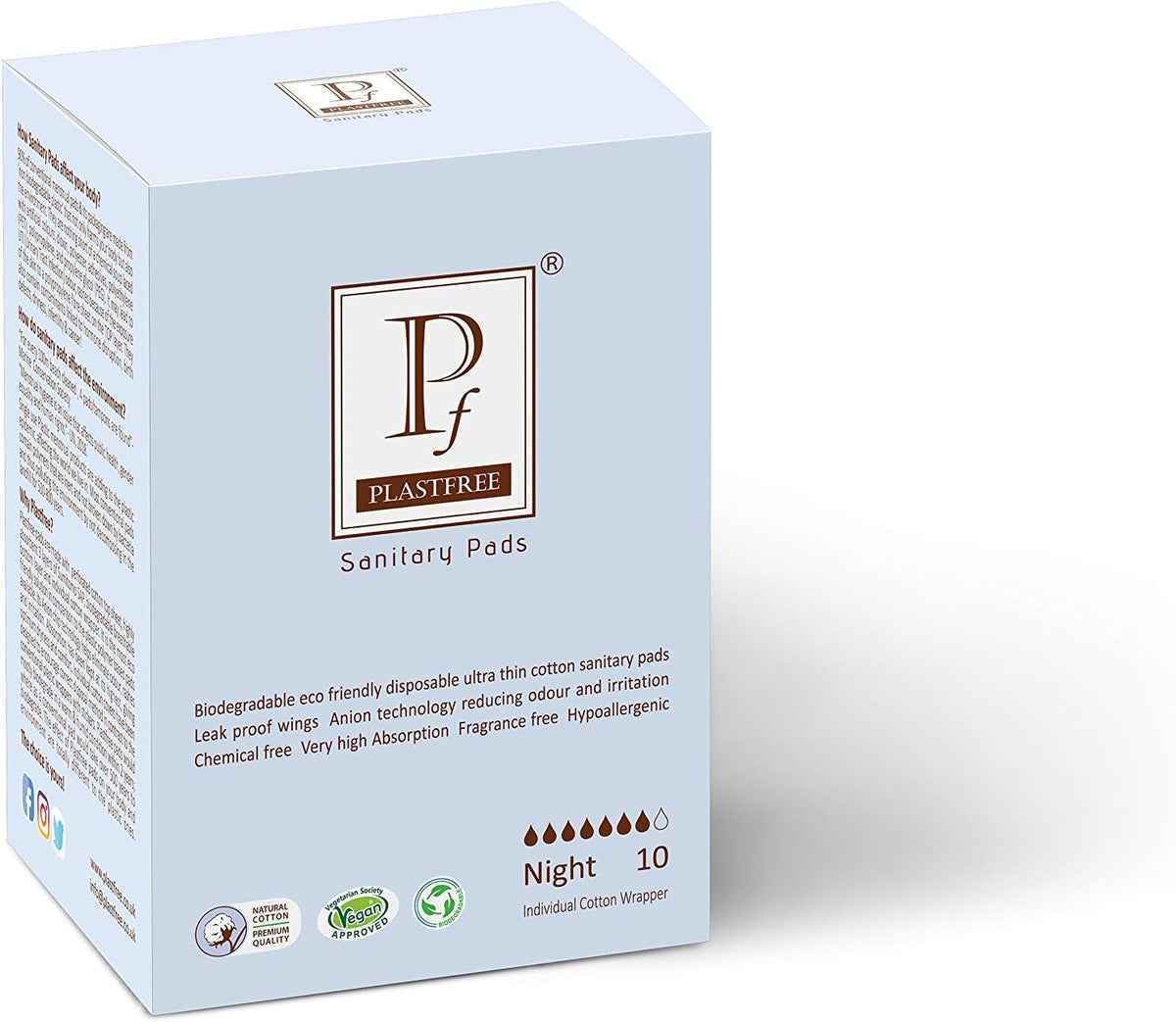 Sanitary Pads Organic Overnight 10 pads