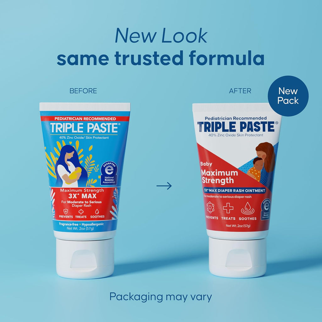 Triple Paste 3X Max Strength Diaper Rash Ointment, 40% Zinc Oxide, 2 oz