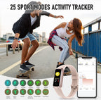 Fitness Tracker with 24/7 Heart Rate Blood Pressure Blood Oxygen Sleep Monitor, 1.1" AMOLED Touch Screen Activity Trackers, Waterproof Step Counter Health Pedometer for Women