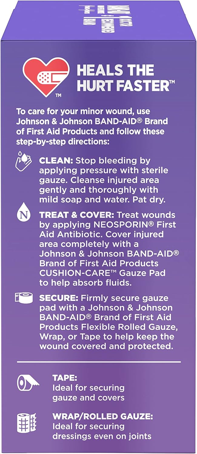 BAND-AID Brand Cushion-Care Gauze Pads, Medium Size, 3 in x 3 in, 10 Count