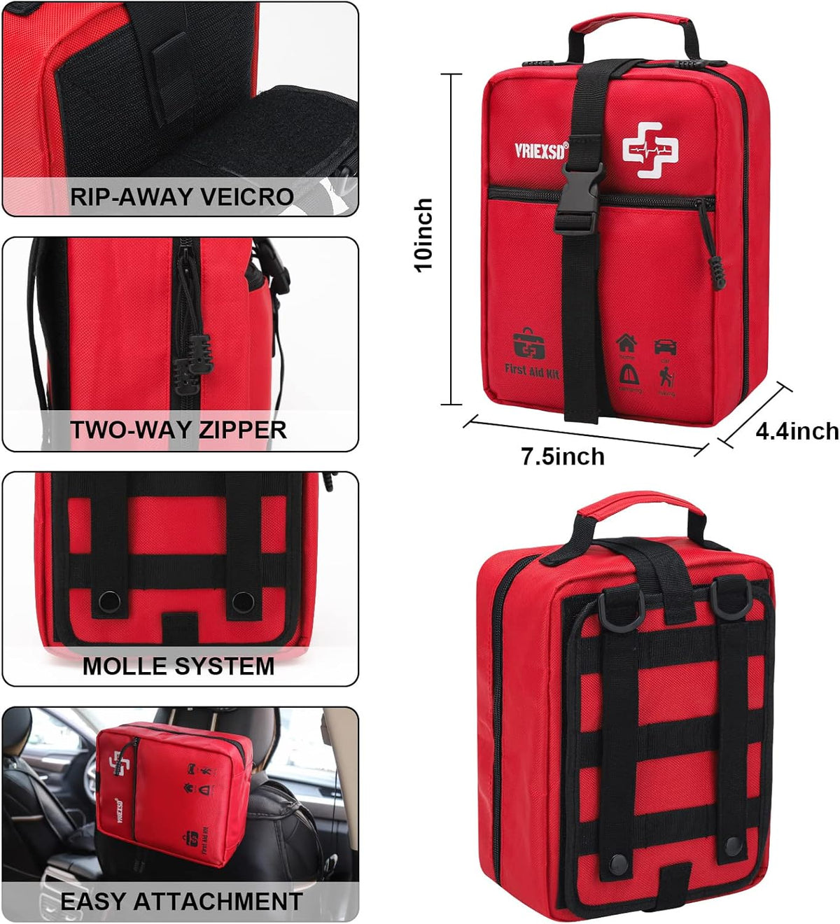 VRIEXSD 400 Piece Large First Aid Kit for Home, Car, Travel, Camping,Sports | Comprehensive & Well-Organized First Aid Kit – Premium Emergency Medical Supplies for Office, Hiking, Business & Outdoor Use