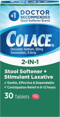 Colace 2-in-1 Stool Softener Plus Stimulant Laxative Tablets, 30 Count