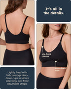 Harper Wilde Bliss Nursing Bralette - Ultra-Soft & Lightweight with Adjustable Straps - Supportive Maternity Bra - Black | Ultra-Soft, Lightweight Nursing Bra with Adjustable Straps, Wireless Comfort for Maternity, Breastfeeding