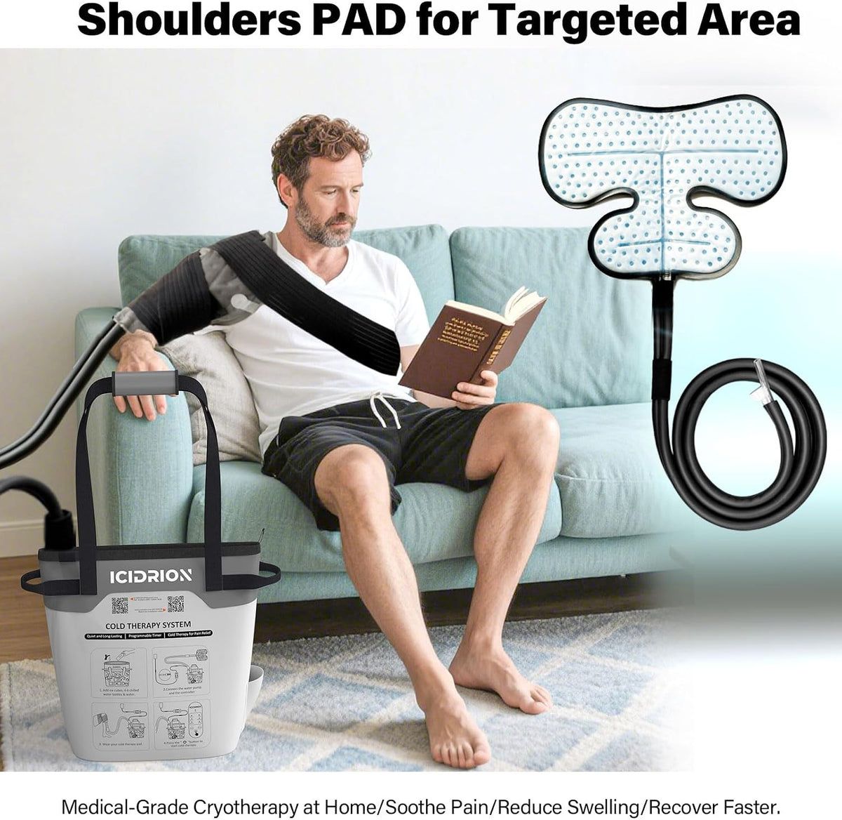 Ice Machine for Shoulder After Surgery, Programmable & Portable | FSA-HSA: Cold Therapy Machine for Shoulder Pain Relief, Quiet Cryotherapy System for RCR/rTSA, Sports Training & Home Use