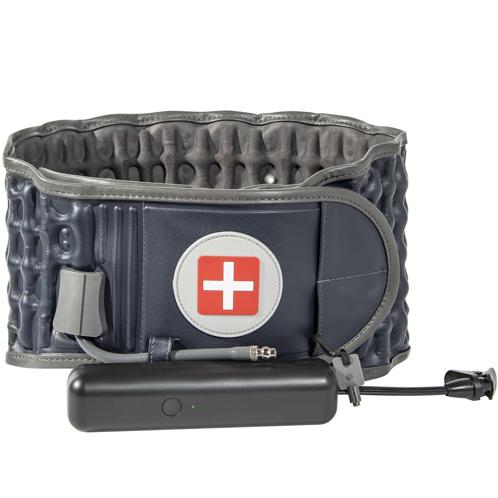 Decompression Belt with Elec. Pump, Inflatable Back Brace, Blue | Inflatable lumbar traction belt for spinal decompression, Relieves back pain & sciatica, Fits 29"-49" waist, Restores curve