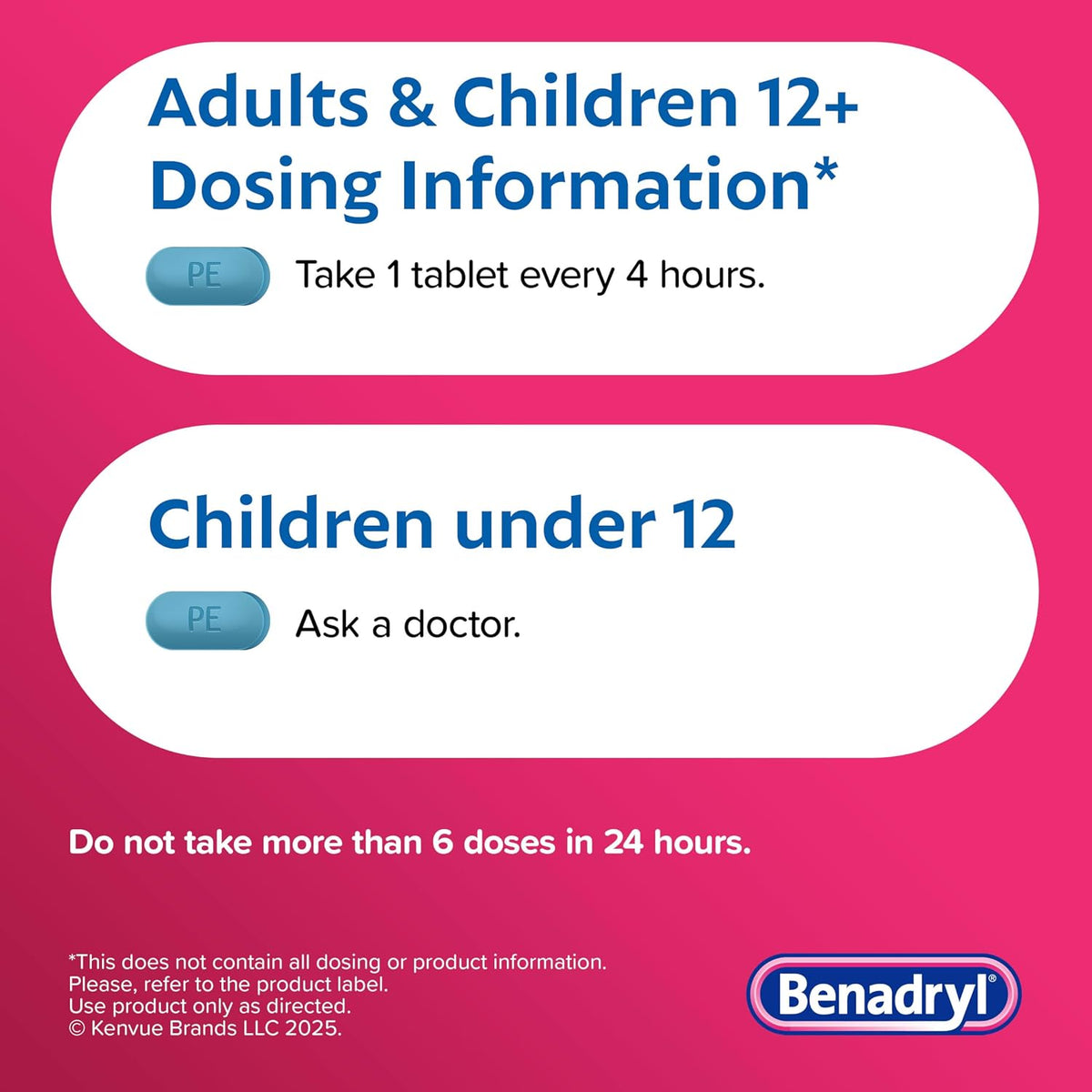Benadryl Allergy Plus Congestion Ultratabs, 24 ct | Diphenhydramine HCl Antihistamine and Phenylephrine HCl Nasal Decongestant, Allergy & Sinus Congestion Relief Tablets