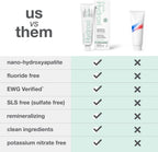 Davids Nano Hydroxyapatite Toothpaste Sensitive + Whitening Peppermint 4oz | Fluoride Free | Remineralizing | Enamel Health | Antiplaque | SLS Free | Made in USA | Recyclable Metal Tube | EWG Verified