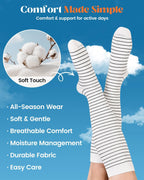LEVSOX Cotton Compression Socks for Women Men 20-30 mmHg Knee High Cute Support Sock for Nurses Flying Pregnancy