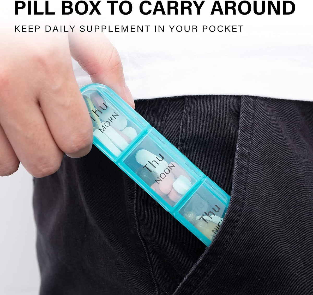 Daviky Pill Organizer 3 Times a Day, Pill Box 7 Day, Weekly Travel Case