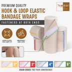 Premium Elastic Bandage Wrap (3” Wide, 2 Pack) - Nexskin Latex Free Athletic/Medical Compression Bandages Hook & Loop Fasteners at Both Ends - Lifetime Washable & Reusable Bandages