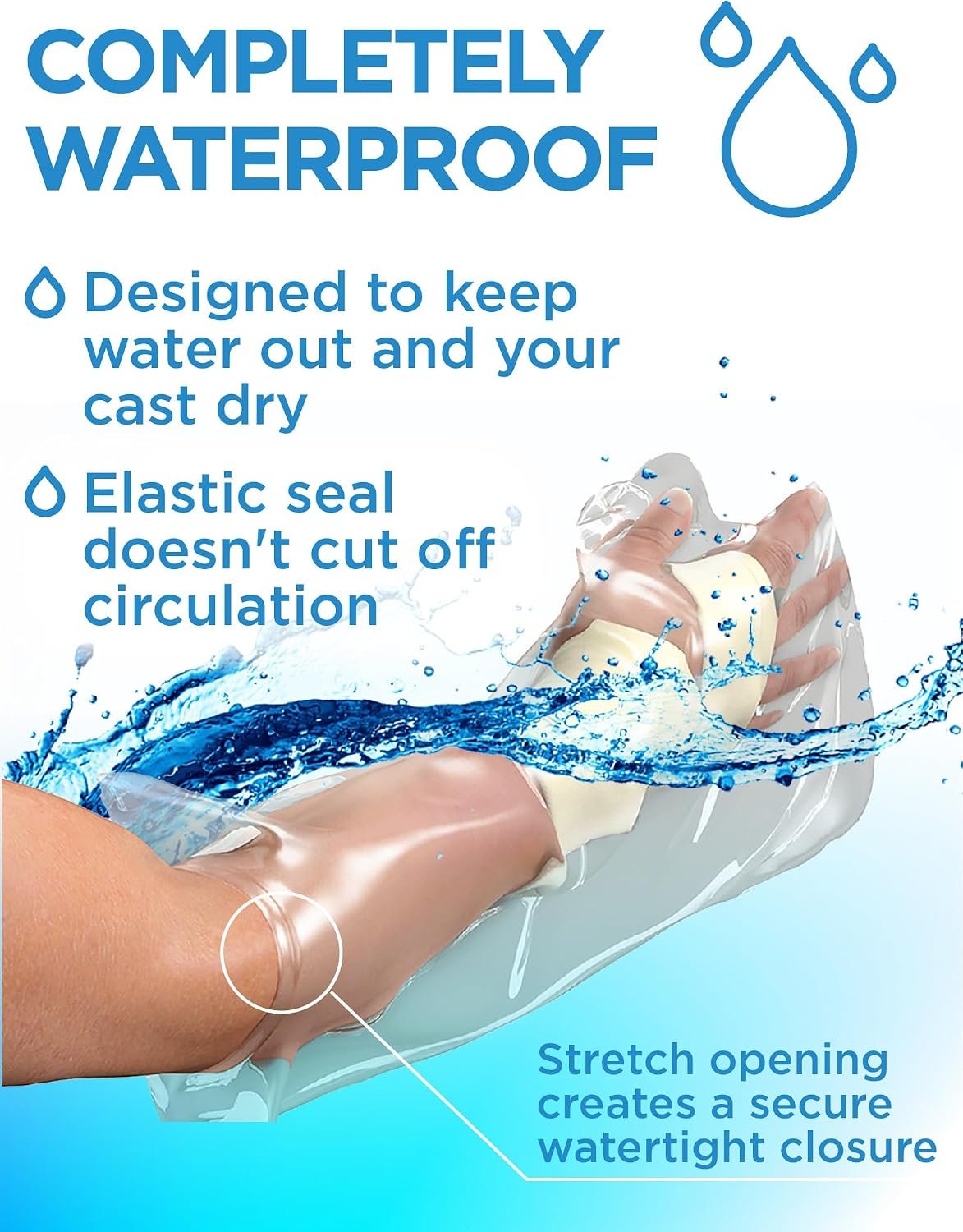 100% Waterproof Cast Covers for Shower Arm - 3pk - Tight Seal - Reusable | Adult Half Arm Cast Protectors - Hand, Wrist, Elbow - After Surgery Bandage and Dressing Cast Bag for Wounds and Burns
