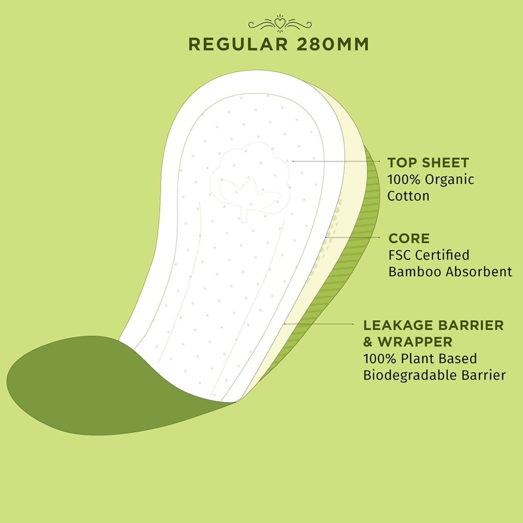 Pee Safe Organic Cotton Biodegradable Sanitary Pads, Regular | Anti-Bacterial | Superb Absorbency | Long Lasting Protection | Skin Friendly | Comfortable & Easy To Use | Pack of 10