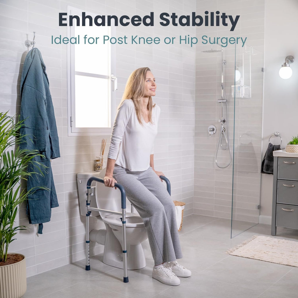 PELEGON Toilet Safety Rails (350 lb) - Adjustable Toilet Safety Frame & Rails, Toilet Safety Rail for Elderly Adults, Toilet Handles for Seniors, Toilet Bars for Elderly & Handicap