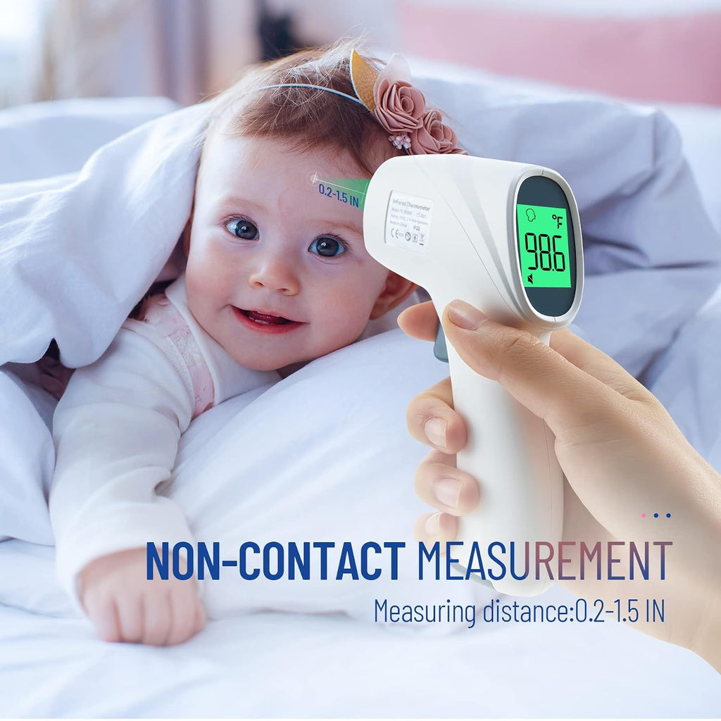 Forehead Thermometer for Adults and Kids, Non Contact, 1s Result (Gray) | 3-Color Fever Alarm, 35 Memory Recalls, 2-in-1 Mode, Silent Mode, Large & Clear Backlit Display, FSA Eligible, Easy to use