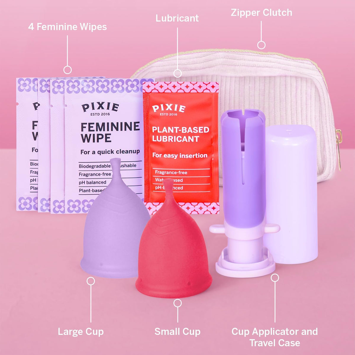 2 Menstrual Cups and Applicator Bundle - No Metals or Toxins - 100% Medical-Grade Silicone - Softest Reusable Period Cup - Inserts Like a Tampon - Capacity of 4 and 6 Tampons