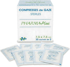 Sterile Gauze Pads - Hydrophilic Medical Pads for Wound Care, Absorption, Post-Surgery and First Aid (3" x 3", 25 Sachets x2)
