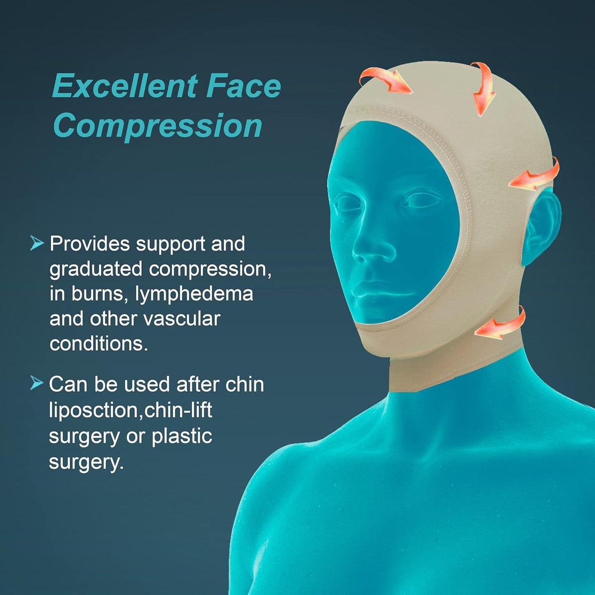 Tynor Compression Garment Face Open Hood |Post-Surgery Support, Adjustable & Comfortable for Men & Women | Universal Fit (Beige - 1 Unit)