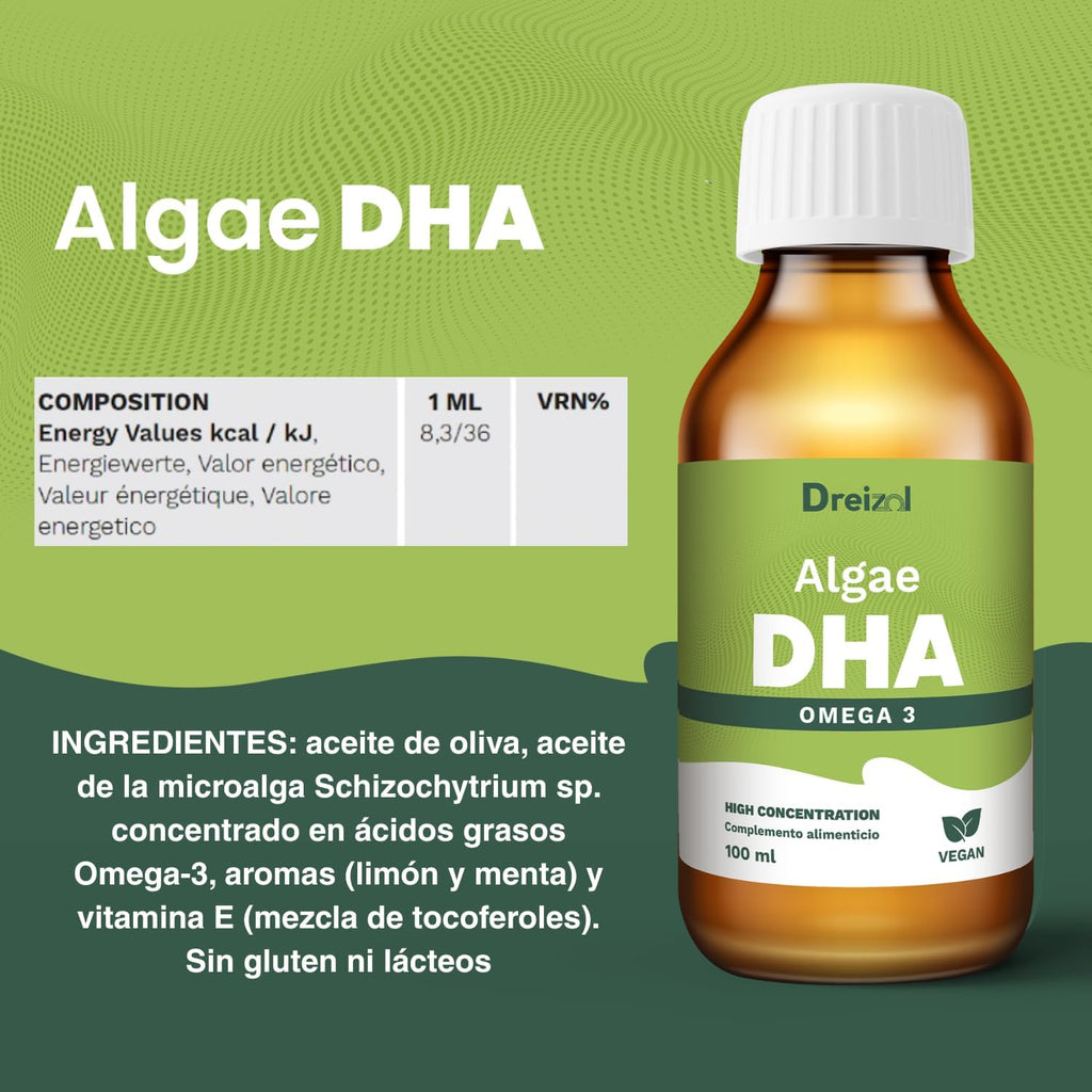 by Brudy Lab - Algae DHA - High Concentration Vegan Omega 3 Oil from Microalgae, DHA with Vitamin E - Lemon & Mint Flavor - Gluten & Dairy Free - 100ml