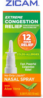 Zicam Extreme Congestion Relief Nasal Spray, Aloe Vera, 0.50 Fl Oz | 12 Hour Relief, Sinus Pressure Relief, Cold and Allergy Relief, Fast Acting Nasal Spray