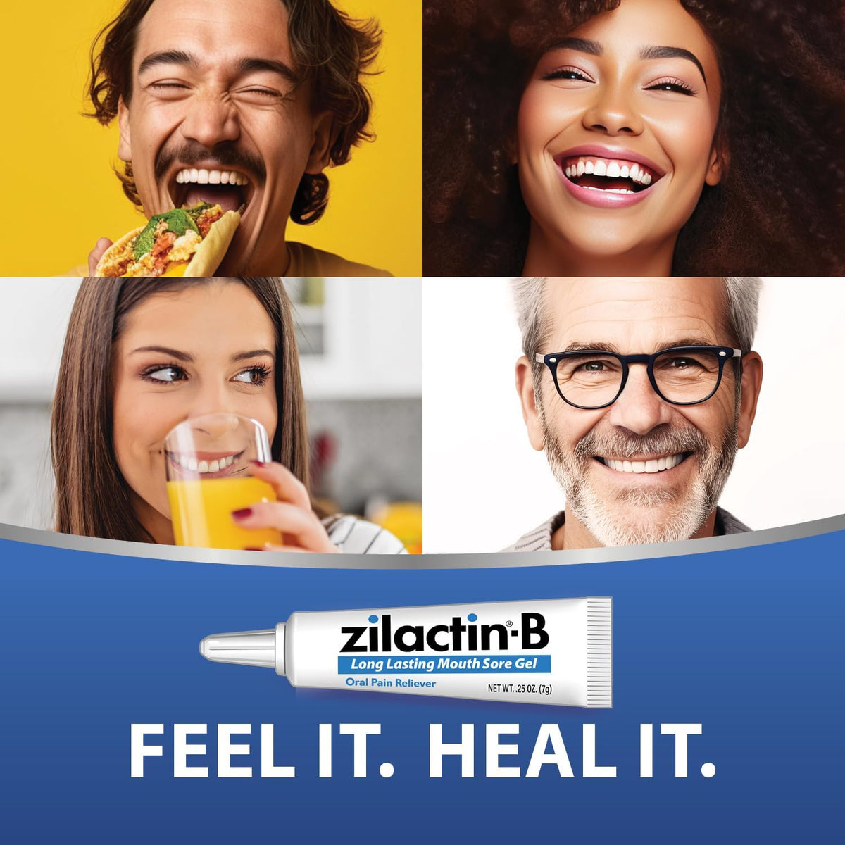 Zilactin B Fast Acting Canker Sore Treatment Gel 0.25 Oz, Pack of 1 | Long Lasting Relief & Protection of Canker Sores, Mouth Sores & Gum Irritations, Up to 6 Hours of Protection, Made in USA