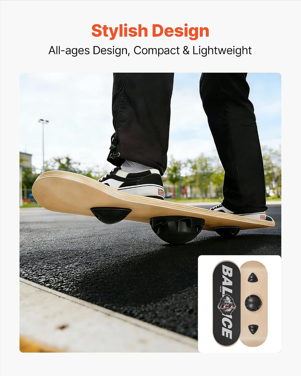VEVOR Balance Board, 2-in-1 Wobble Board Trainer for Adults, Premium Wooden Balance Training Equipment, with Roller, Magnetic Stoppers, Storage Rack, for Core Workouts, Surf Trainer & Physical Therapy