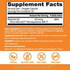 Doctor's Best Natural Vitamin K2 MK7 Supplement for Men & Women - Bone Health Support, 45 mcg Vitamin K-2 MK-7 Capsules with MenaQ7, Calcium Support, Non GMO, Vegan - 60 Veg Caps