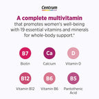 Centrum Complete Multivitamin Supplement, 30 Count | Hot Flash Support Menopause Support Tablets, with Clinically Studied geniVida, Gluten Free, Non-GMO Ingredients