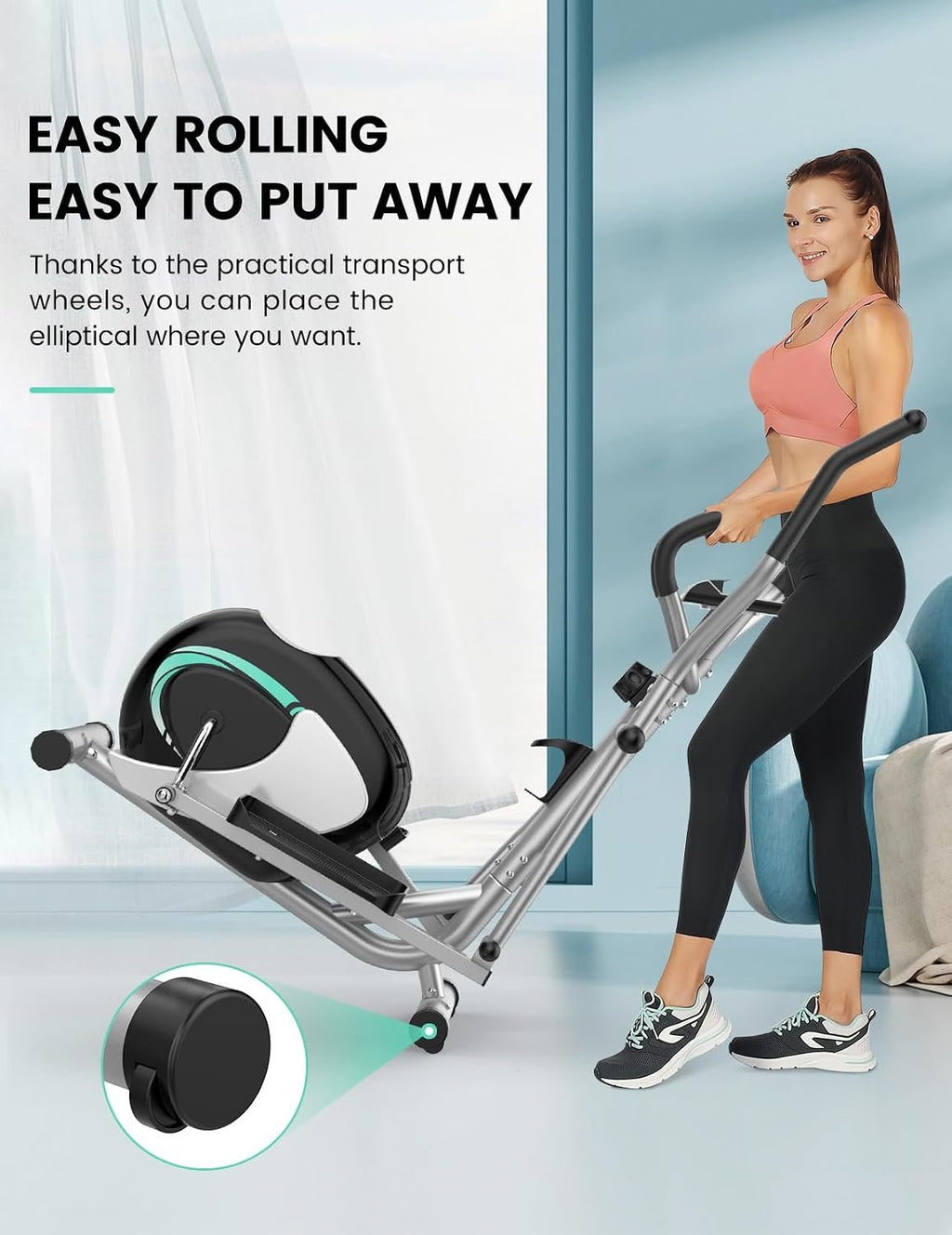 THERUN Elliptical Machine for Home, Hyper-Quiet Elliptical Exercise Machine, Compact Elliptical Trainer w/16 Levels Adjustable Resistance, 13.2LBS Flywheel, Pulse Sensor, LCD Monitor