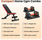 NICEPEOPLE Adjustable Weight Bench for Home Gym, 660LBS Capacity Workout Bench with 8 Backrests for Chest Shoulders Arms, Compact and Foldable Strength Bench for Small Space Apartment Room