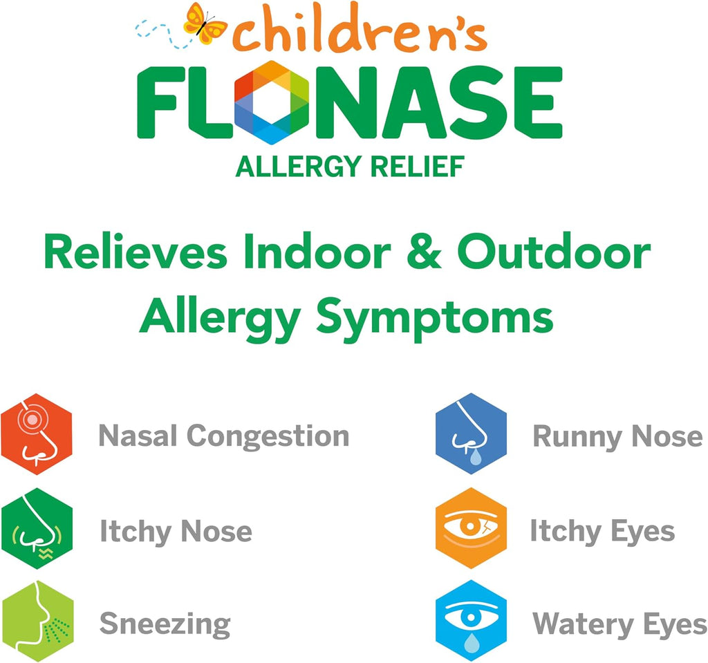 Flonase Children’s Allergy Relief Nasal Spray, 72 Sprays | Fluticasone Propionate Nasal Spray, Multi-Symptom Relief, 24-Hour Non-Drowsy Allergy Relief, Full Prescription Strength