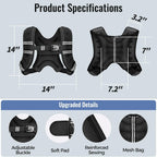 Zeerun Weighted Vest, 6lb/8lb/10lb/12lb/15lb/18lb/20lb/24lb/30lb for Men Women, Reflective Stripe Adjustable Buckle, Comfortable Durable Rucking Vest for Walking Running Strength Training