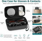 GWCASE Portable 2 in 1 Contact Lens Case and Glasses Case for 2 Pairs