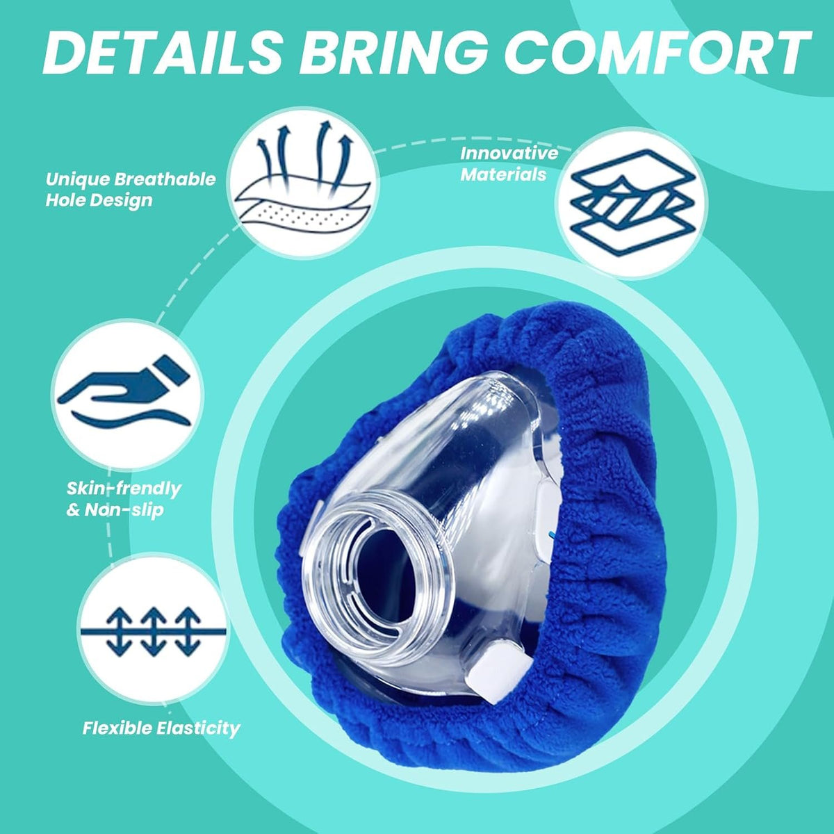 NATAKU 4-Pack Medium CPAP' Mask Liners Complitable for Resmed F20 Full Face Mask Cushions, Ultra-Soft Micro-Fleece Reduces Air Leaks & Pressure Marks, Reusable Mask Covers, Breathable for All-Night