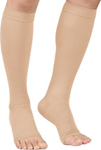 Compression Socks, Open Toe, Medical 20-30 mmHg Graduated Compression Stockings for Men Women, Knee High Compression Sleeves for Pregnancy, Varicose Veins, Relief Shin Splints, Nursing, Edema, Sports
