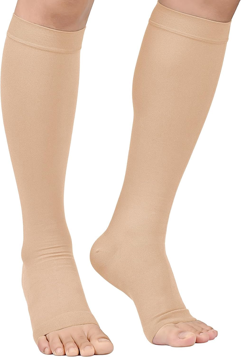 Compression Socks, Open Toe, Medical 20-30 mmHg Graduated Compression Stockings for Men Women, Knee High Compression Sleeves for Pregnancy, Varicose Veins, Relief Shin Splints, Nursing, Edema, Sports