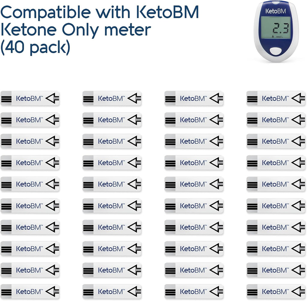 KetoBM Ketone Test Strips, 40pk - NOT Compatible with KetoBM Bluetooth Glucose & Ketone Meter
