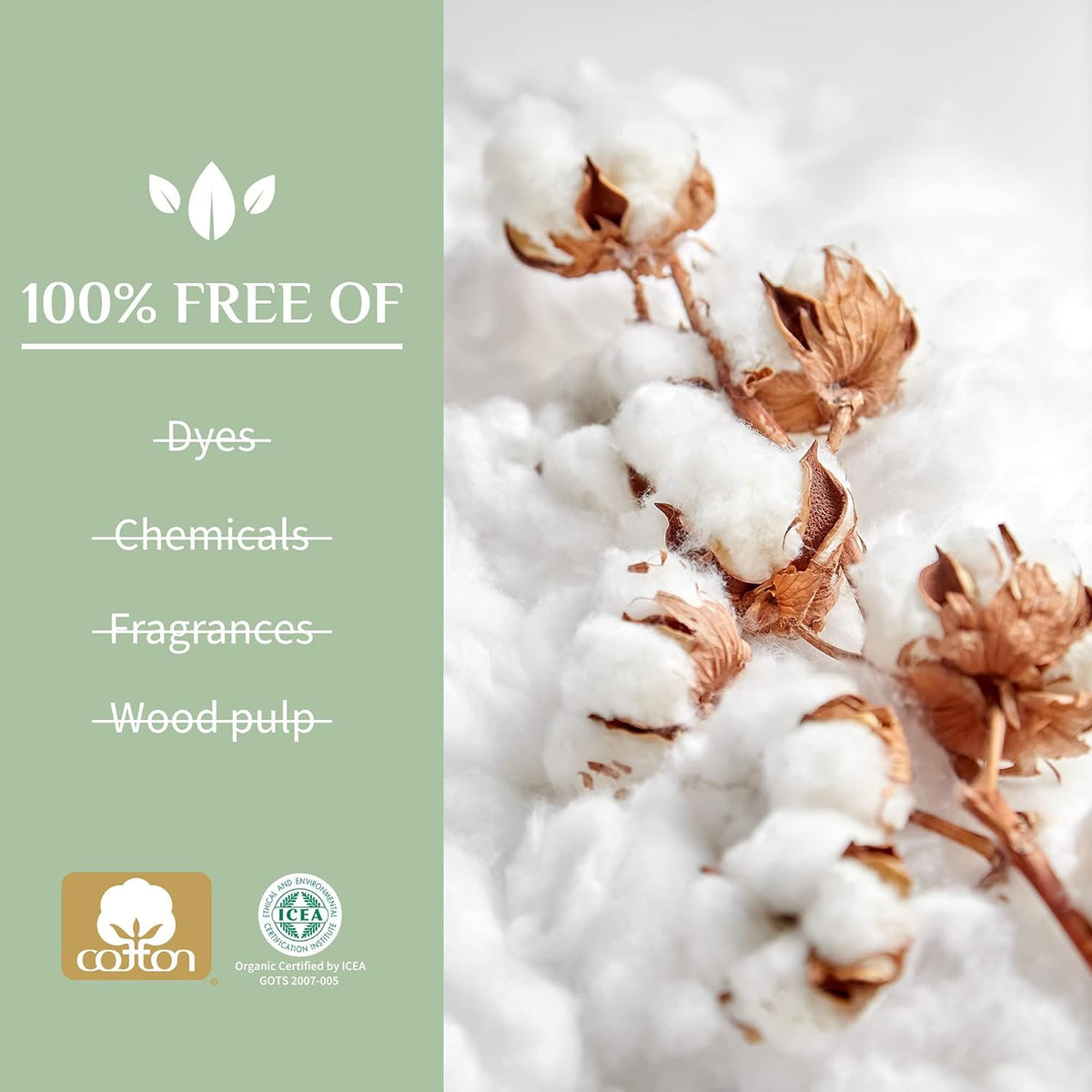 Organ(y)c 100% Organic Certified Cotton Pads for Heavy Bleeding - 1 Pack x 10 Units