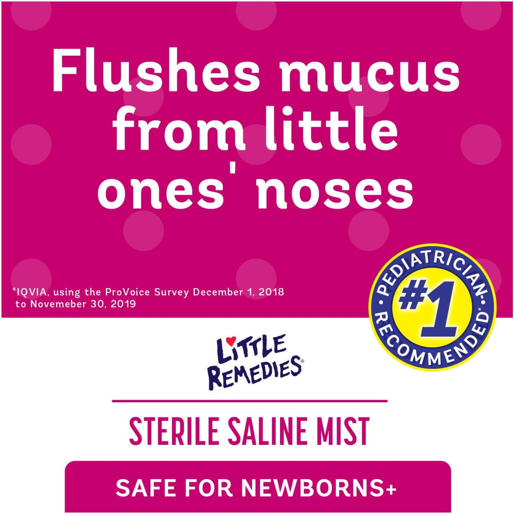Little Remedies Sterile Baby Saline Nasal Mist, 3 Fl Oz | Safe for Newborns, Relieve Stuffy and Dry Noses, Drug-Free, Gently Wash Away Mucus