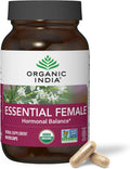 Organic India Essential Female Herbal Supplement - Hormonal Balance, Women's Formula, Reproductive Health, Adaptogen, Ayurvedic, USDA Certified Organic, Non-GMO - 90 Capsules