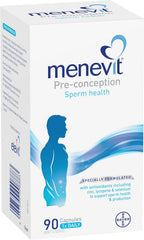 Menevit Pre-Conception Sperm Health Multivitamin with Vitamin C, Zinc, Lycopene and Selenium to Support Sperm Health, Production and Motility, 90 Count