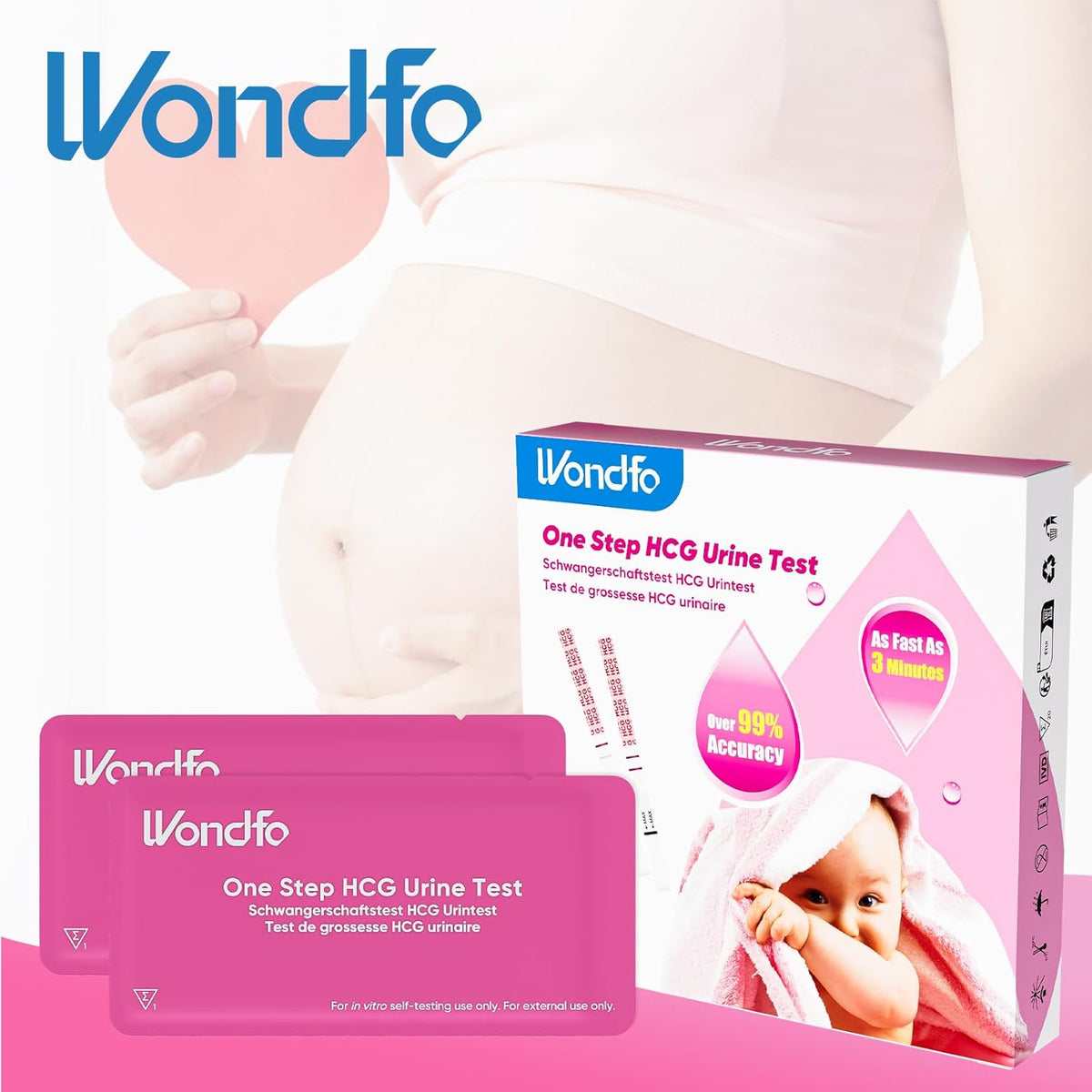 Wondfo Pregnancy Test Strips 20 Pack – Early Detection Pregnancy Tests 10 mIU hCG Urine Test Strips for Home Pregnancy Testing