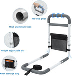 Bed Rails for Elderly Adults Safety, 350LBS Heavy Duty Grab Bar | Bed Assist Rail for Seniors, Non-Slip Bedside Handle, Fall Prevention Cane with Storage Pocket, Fits King/Queen/Full/Twin Bed