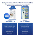 Exergen TAT-2000C Temporal Artery Forehead Thermometer for Baby Kids Adults | Displays Temperature Reading, Soft Glow, Silent Mode, Wipe Clean Sensor, 8 Reading Memory, 9V Battery Included for Family Use