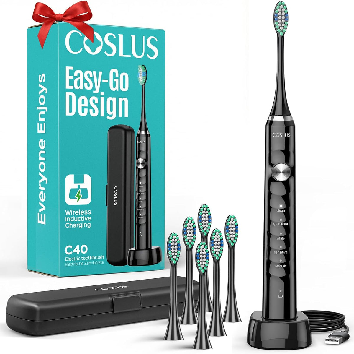 COSLUS C40 Sonic Electric Toothbrush for Adults, 47000VPM for Deep Cleaning