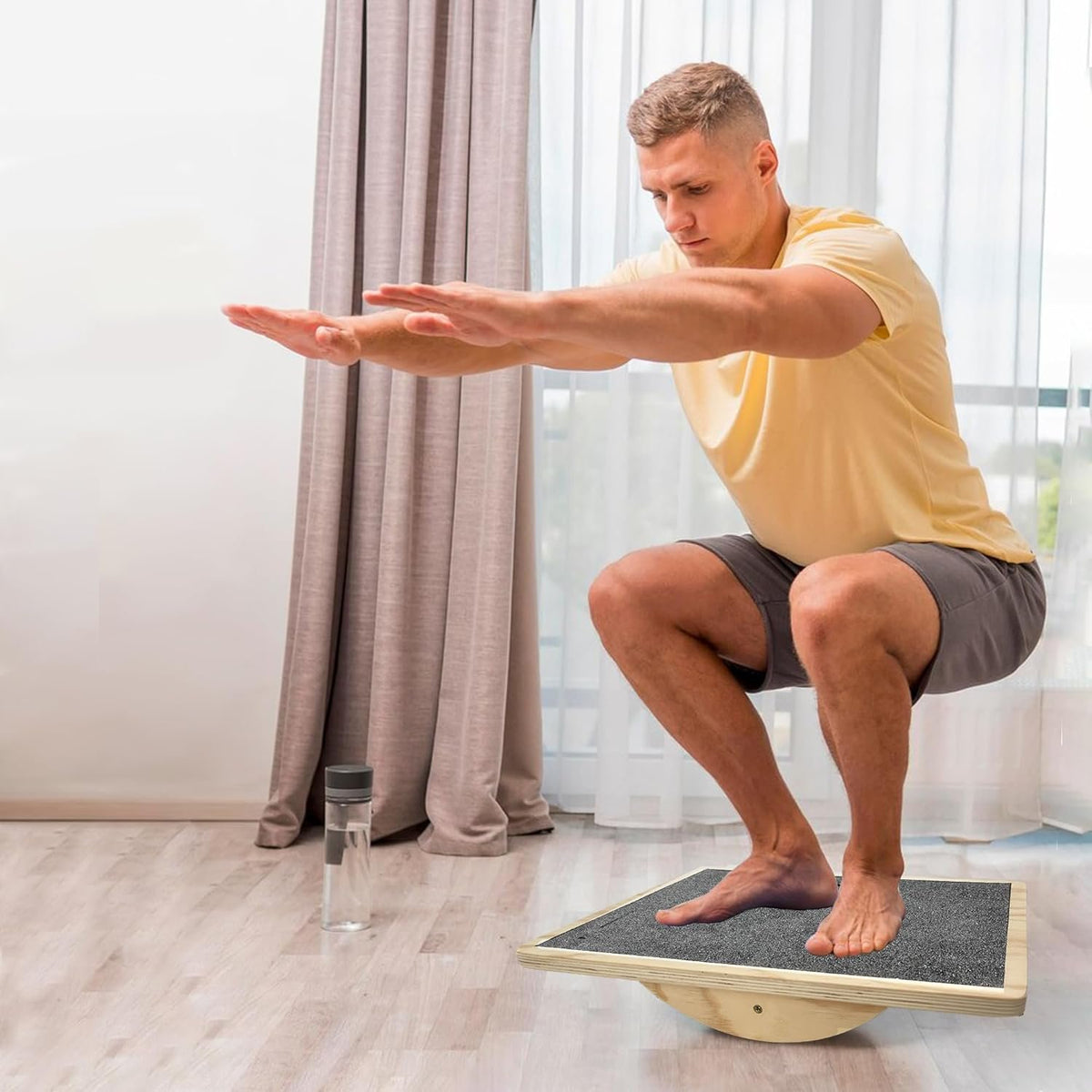 Balance Board Professional Wobble Board for Adults Anti-Slip for Physical Therapy Standing Desk Core Strength Wooden Rocker Board(350LBS)