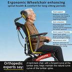 Transport Wheelchair Lightweight Foldable with Ergonomic Seat,Reclining Wheelchairs for Adults with Adjustable Headrest,Support 264LB Portable Compact Folding Travel Wheelchair,Only 28LB