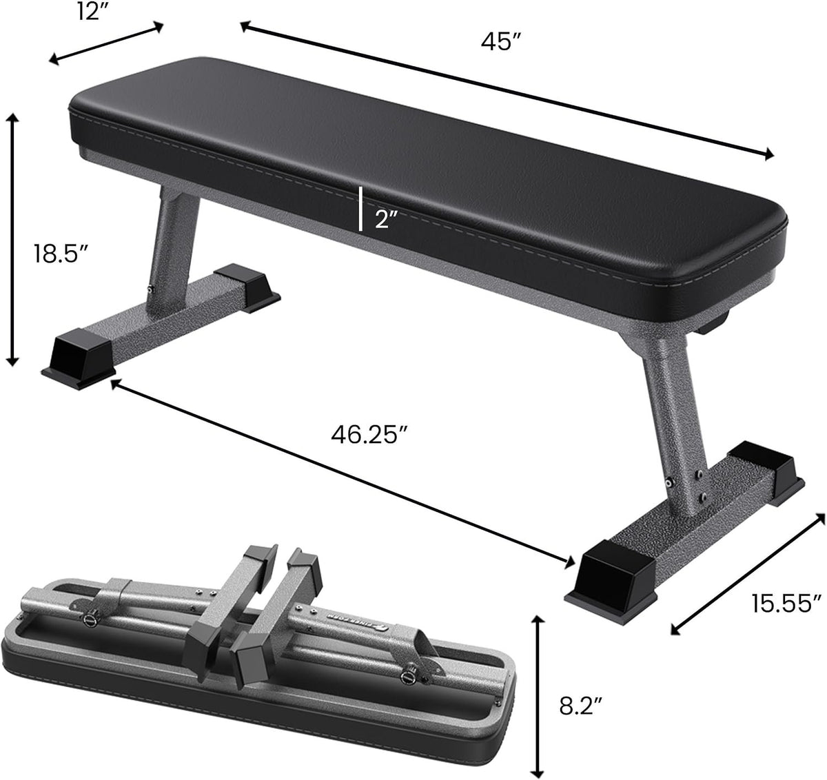 Finer Form Foldable Flat Weight Bench for Home Gym, 1,000 lb Capacity
