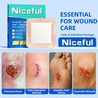 6" x 6" Silicone Super Absorbent Wound Dressing (8 Count)- Gentle Border Large Bandages for Pressure Ulcer, Surgical Wounds, Heavy Exudate Wound Care Pads