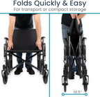 Vive Mobility Bariatric Transport Wheelchair for Adults - Supports 450lbs | Foldable, Heavy Duty Travel Wheel Chair - Portable, Transfer Aid with Swing Away Footrests & 22 Inch Wide Seat