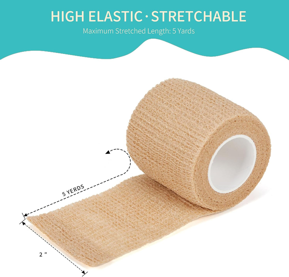 6 Pack,2” x 5 Yards Self Adhesive Bandage Wraps for Sports, Cohesive Bandages,Atheletic Tape for Wrist, Ankle, Hand, Leg,Skin Color,Vet Wrap
